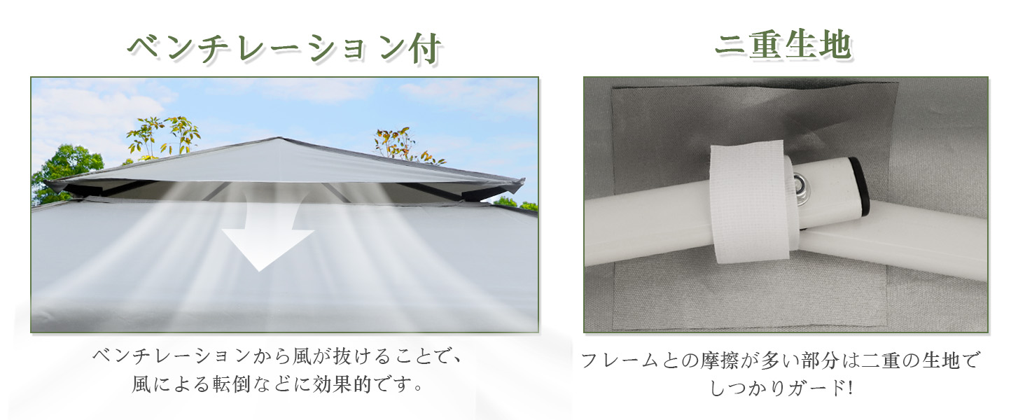 cyfie ワンタッチタープテント 3m×3m サイドシート4枚付 ベンチレーター付 高さ3段階調節