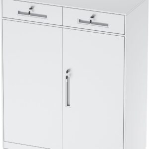 DEWEL スチールロッカー 3段 引き出し付き 鍵付き キャビネット 棚板可動 幅900×奥行400×高さ1090mm A4対応 ホワイト