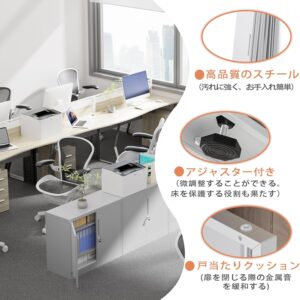 dewel スチール書庫 両開き 鍵付き 3段 a4対応 可動棚 幅90×奥行40×高さ75cm