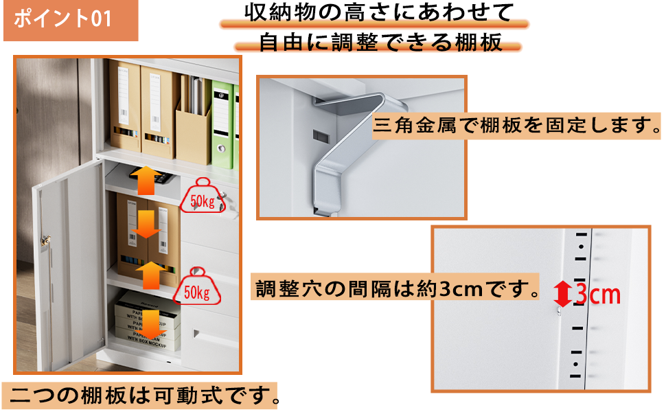 CYFIE スチール書庫 幅600×奥行400×高さ1090mm 鍵付き 3段引き出し オフィス収納 dewel スチール書庫 幅600×奥行400×高さ1090mm 鍵付き 3段引き出し オフィス収納
