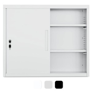 cyfie スチール書庫 幅900×奥行400×高さ750mm 引き戸 鍵付き a4対応 可動棚 ホワイト（l023）