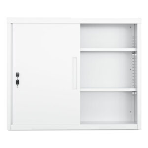 cyfie スチール書庫 幅900×奥行400×高さ750mm 引き戸 鍵付き a4対応 可動棚 ホワイト（l023）