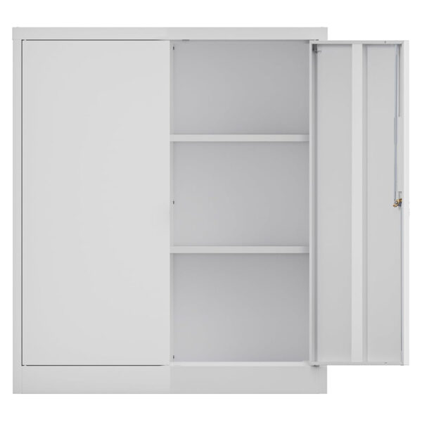 cyfie スチール書庫 両開き 鍵付き 3段 a4対応 可動棚 幅90×奥行40×高さ105cm