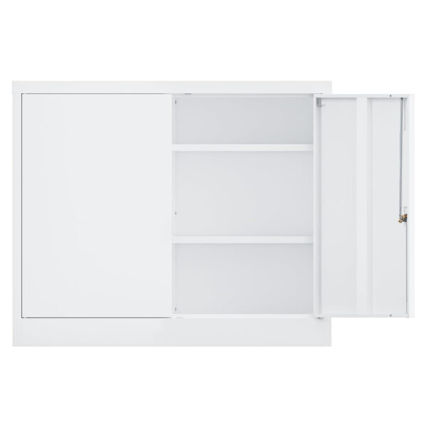 cyfie スチール書庫 両開き 鍵付き 3段 a4対応 可動棚 幅90×奥行40×高さ75cm