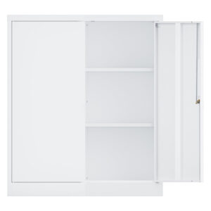 cyfie スチール書庫 両開き 鍵付き 3段 a4対応 可動棚 幅90×奥行40×高さ105cm