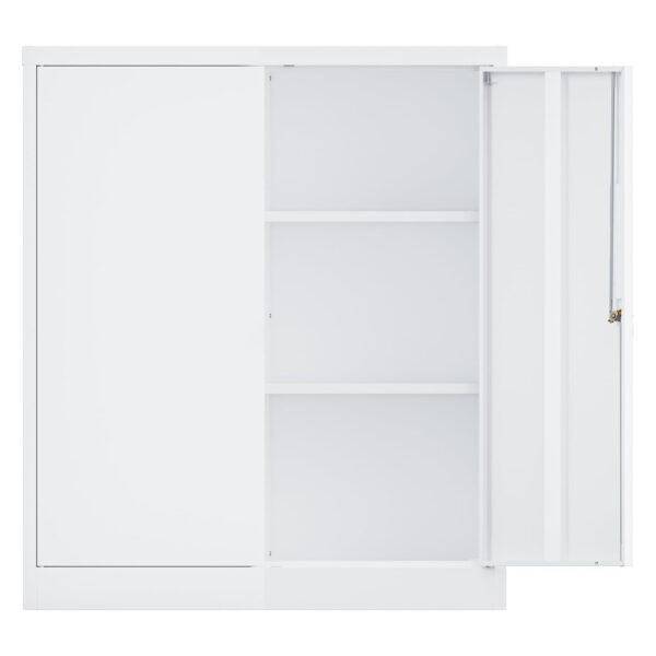 cyfie スチール書庫 両開き 鍵付き 3段 a4対応 可動棚 幅90×奥行40×高さ105cm