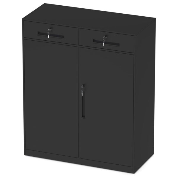 cyfie スチールロッカー 3段 引き出し付き 鍵付き キャビネット 棚板可動 幅900×奥行400×高さ1090mm a4対応 ホワイト