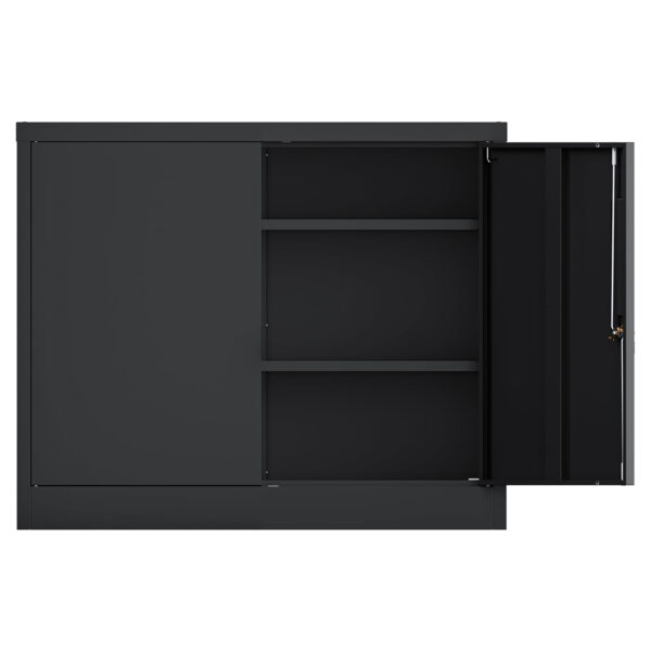 cyfie スチール書庫 両開き 鍵付き 3段 a4対応 可動棚 幅90×奥行40×高さ75cm