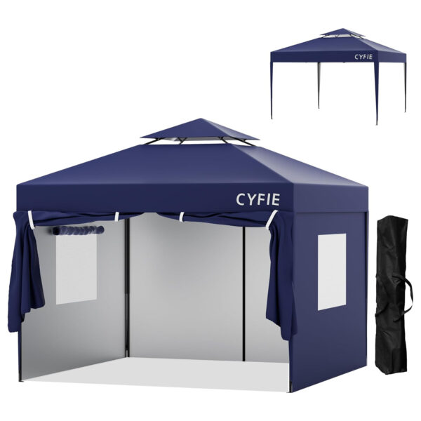 cyfie ワンタッチタープテント 3m×3m サイドシート4枚付 ベンチレーター付 高さ3段階調節