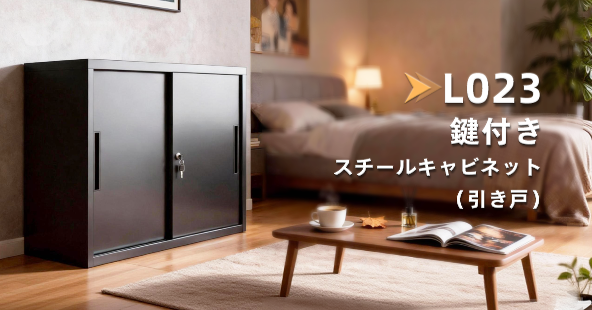 引き戸スチールキャビネット 鍵付き省スペース収納【CYFIE】
