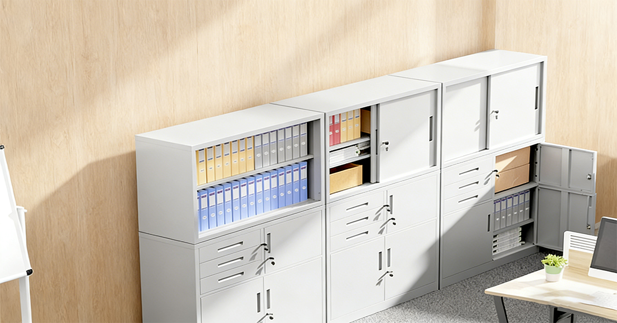 引き出し付きスチール両開きキャビネット 900×400×1090｜業務用収納 CYFIE