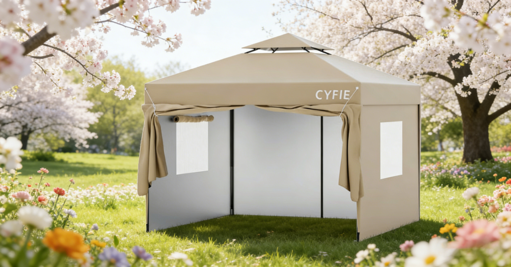 3x3m ポップアップテント サイドウォール付き｜屋外イベント対策【CYFIE】