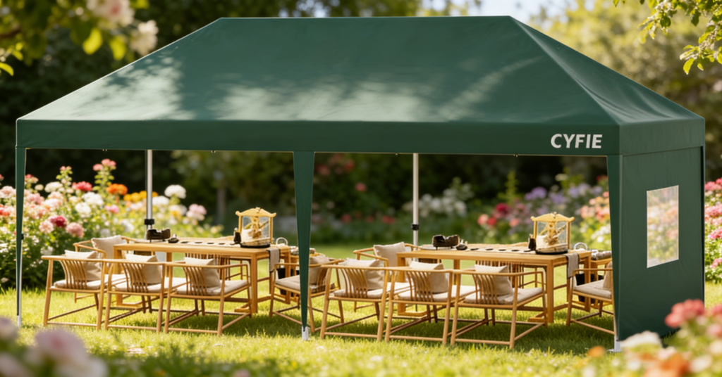 3×6m ポップアップキャノピーテント 6面サイドウォール付き｜大型アウトドアタープ