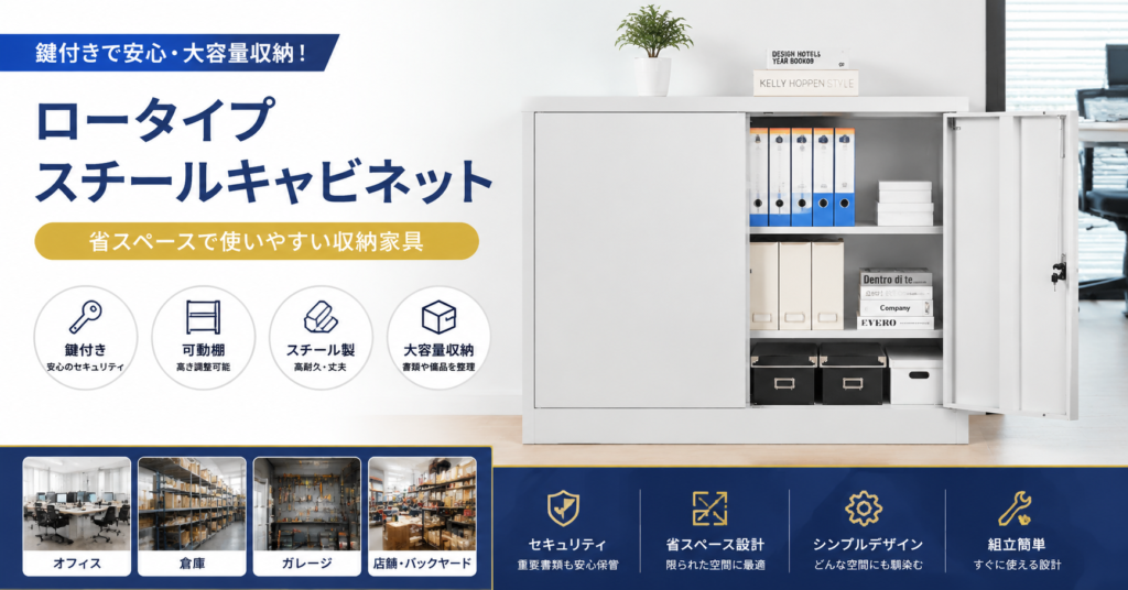 ロータイプ スチールキャビネット｜鍵付き収納家具