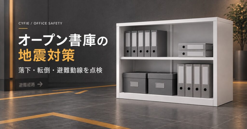 オープン書庫の地震対策｜収納物の落下・転倒・避難動線を点検